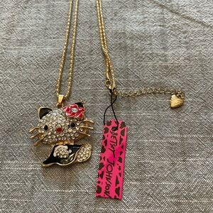 Betsey Johnson Gold Cat Pendant Necklace